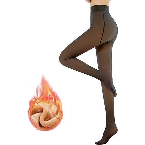 Bontierie Women Fleece Lined Tights High Waisted Thermal Pantyhose Leggings Warm Thick Thermal Stretch Tights for Winter