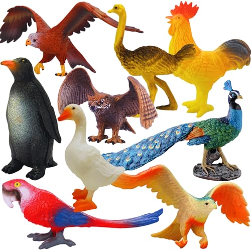 Image of Big Size Jungle Birds Animal Toys for Kids | 10 PCs Forest Animals Toy | Realistic Sparrow Bird Action Figures Set for Boys and Girls Birthday Gift for Children Educational & Decoration Item