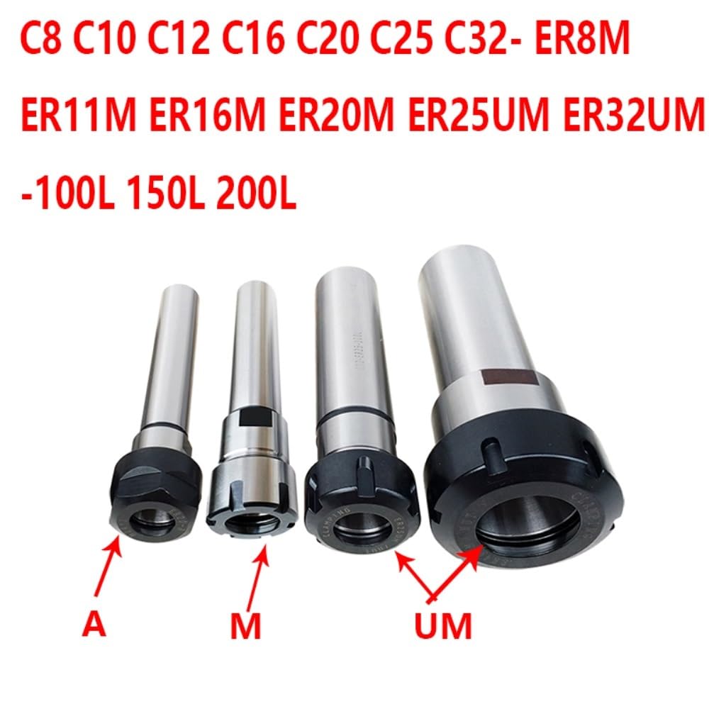 1 STÜCKE A/M-Adapter C20 ER11 C20 ER16 ER25 100L 150L 200L Spannzange CNC Zylinderschaft 20 mm Verlängerungsstange for CNC-Fräser(C20-ER25-150L)