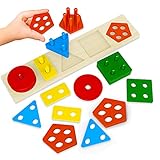 Montessori Toys for 2 3 4 Year Old Toddlers, Wooden Sorting & Stacking Toys (3 in 1 Multi_Play) for Toddlers Preschool,Color Shape Sorter Toy,Wooden Educational Toys.