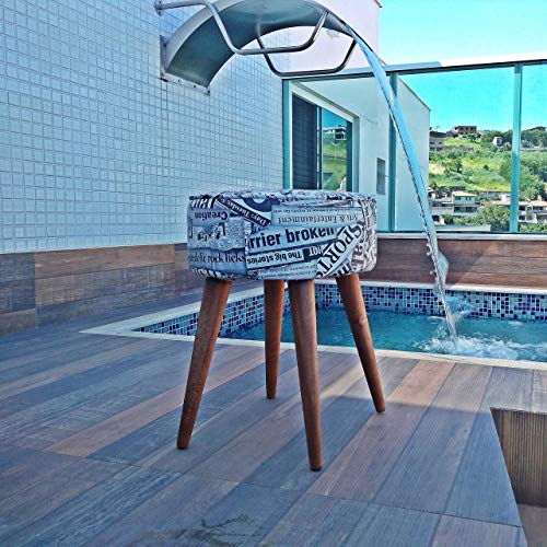 Puff Decorativo Estampado com Pés Palito