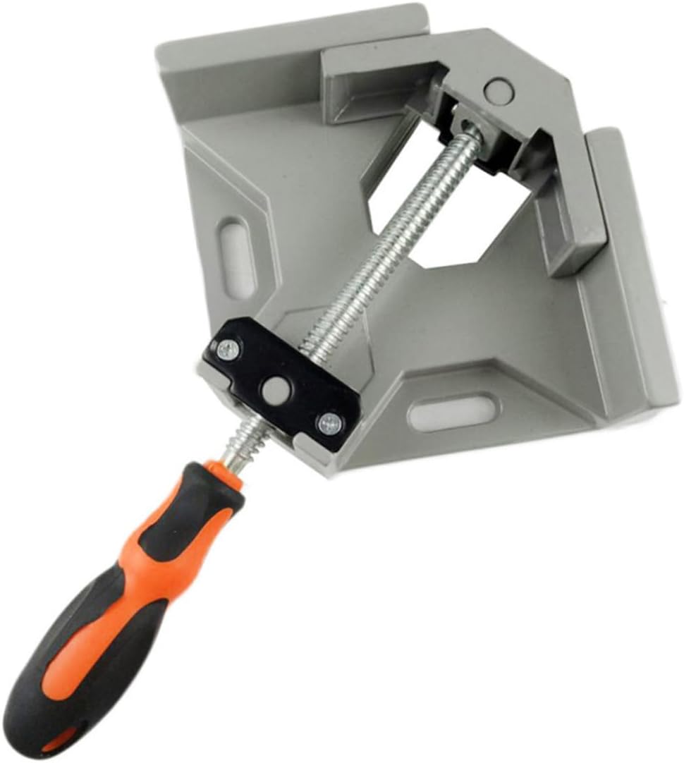 Lurrose Single Handle 90 Degree Corner Clamp Aluminum Alloy Right Angle Vise Adjustable Woodworking Clamp for Photo Frames and Cabinet Assembly Random Style