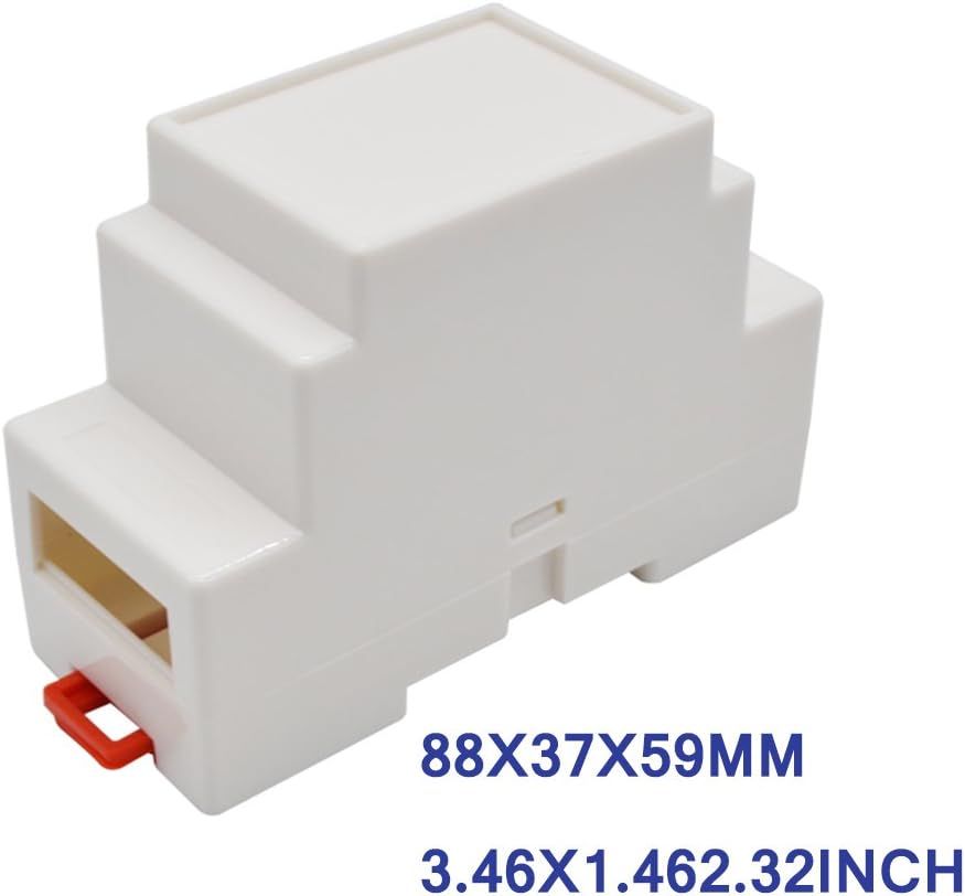 ABS Plastic Din Rail Junction Box ABS Plastic Housing for Electronics Diy Instrument Case Box 88x37x59mm (White)