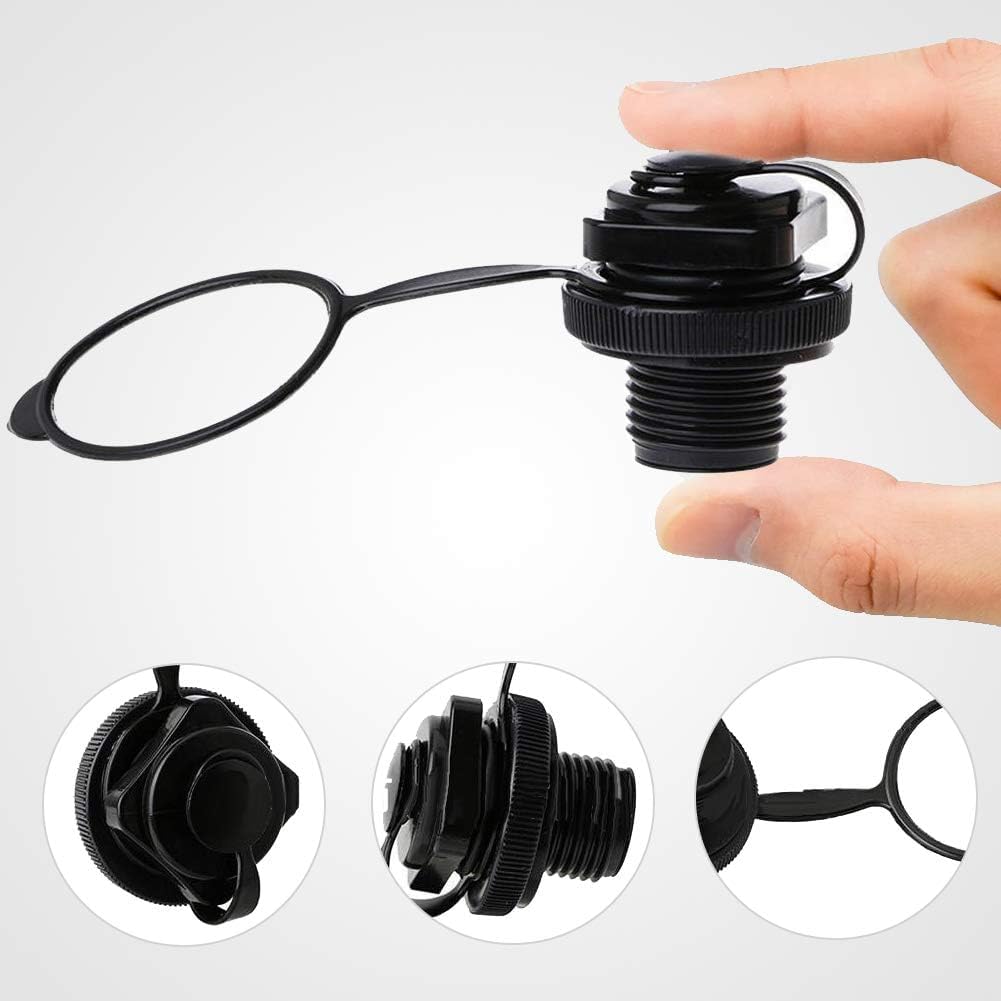 Lot De 2 Bouchons De Valve D'air Gonflable En PVC – 22 Mm, Pour Kayak, Radeau, Matelas, Piscine, Canoë, Noir – étanche Et Facile à Installer