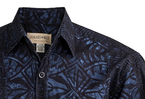Hawaiian Short Sleeve Cotton Button-Down Batik Shirt for Men (Geometric Forest)3