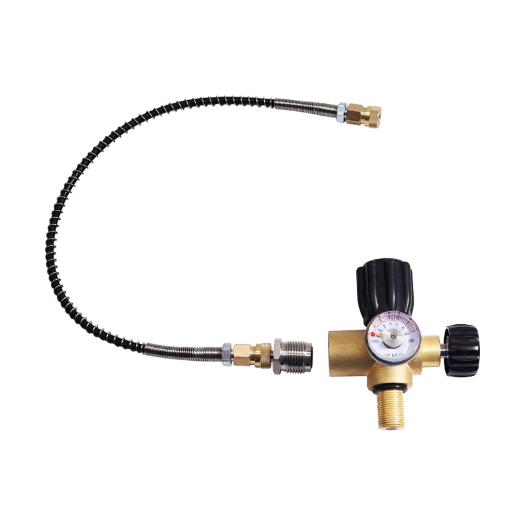 TUXING 4500Psi Hochdruck-Luftpistole PCP Füllstation Peitsche Schlauch, Hochdruck-PCP Paintball Füllstation mit Ablassventil Messing HPA CO2 Tank DIN Ladesystem M18* 1,5