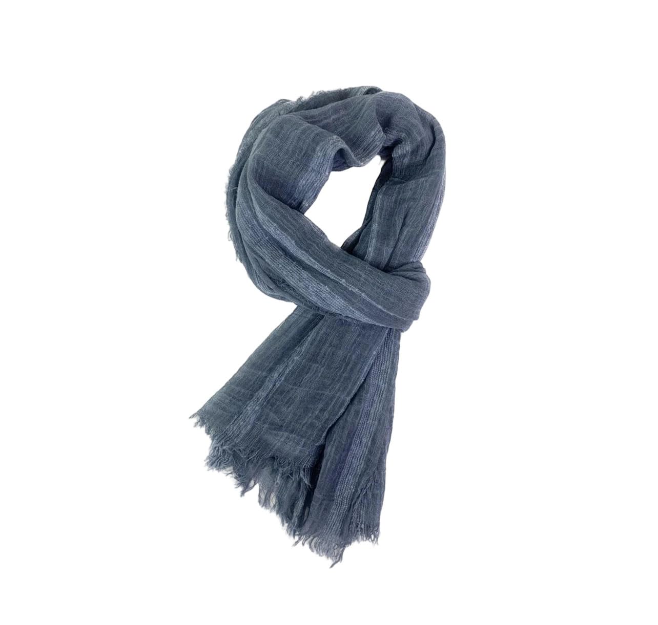 Sciarpa da Uomo in Cotone e Lino, Unisex, a Righe, Autunno Inverno, Calda, Accessori Maschili, Scialli