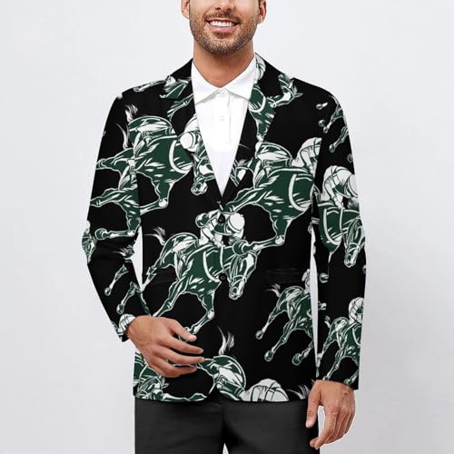 Horse Racing Equestrianism Men’s Casual Blazer 2 Button Suit Jacket Business Wedding Party Coat Lightweight Suit Jackets2