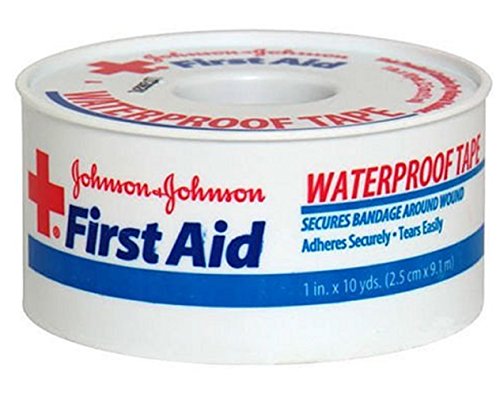 Johnson & Johnson First Aid Waterproof Tape (1-Inch x 10-Yards) (Pack of 4)