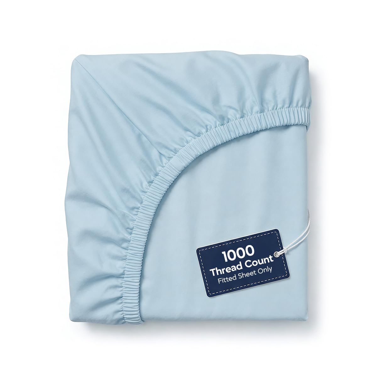 Photo 1 of 100% Egyptian Cotton Queen Fitted Sheet Only - 1000 Thread Count Cotton Fitted Sheet, Soft, Durable, Cooling 16" Deep Pocket Sateen Weave Bottom, Luxury Hotel Quality (Light Blue, Queen)