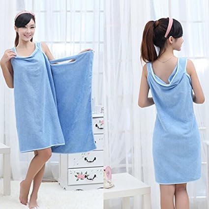 Dayalu Women Microfiber Bath Robe Towel for Shower with Convenient Wearable Pocket Bath Wrap Beach Towel Dress Girls/Ladies/Free Size (Random Color)