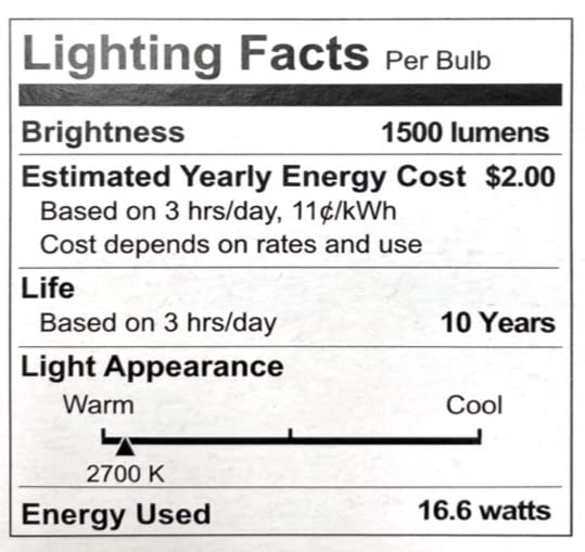 PHILIPS 554469 A21 LED (6-Pack) 100 Watt Replacement Bulb Very High1500 Lumen Soft Warm White 2700K Non-Dimmable 16.6W = 100W E26 Medium Screw Base