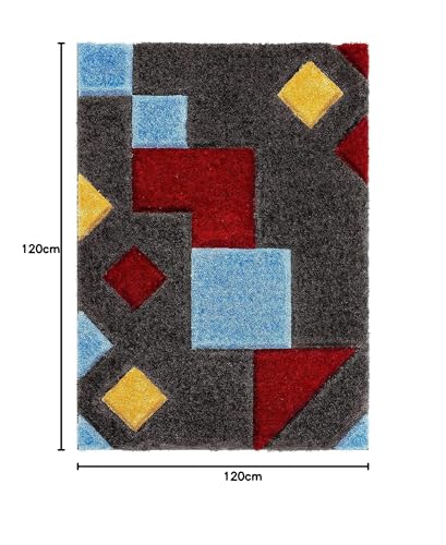Image of Modern Soft 3D Shaggy Fur Carpets for Living Room Thick Fluffy Rugs for Bedroom, 4x4 Feet Square Multi Color