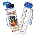 GEPOSTORE Funny Gamer Cat Water Bottle with Time Marker - 32oz Motivational Sports Bottle - Can't Hear You I'm Gaming and Eating Ramen - Unique Cat Lover Gifts for Women, Adults