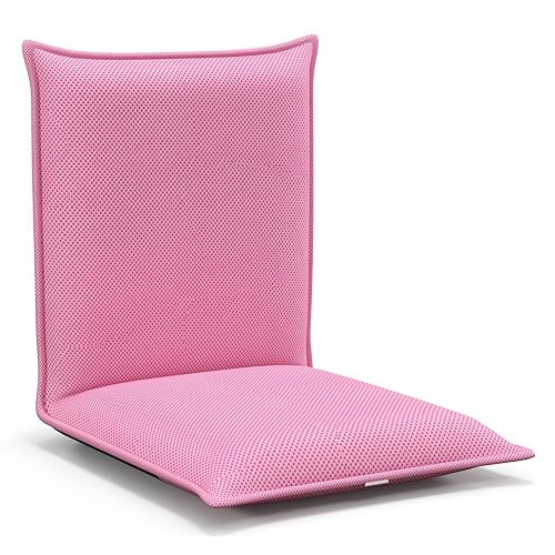 GOPLUS Vikbar golvstol, golvstol med justerbar 6 steg, golvsoffa med avtagbart överdrag, när du läser TV-tittar, spel (rosa)