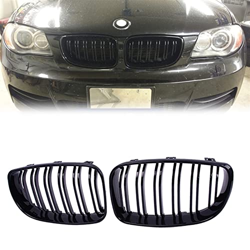 Parrilla negra brillante tipo riñón con listones dobles para BMW 1
