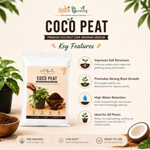 Image of Coco Peat 5kg Organic Coconut Coir Growing Medium | Low EC, Pre-Washed, Loose Texture, For Hydroponics, For Plants & Gardening