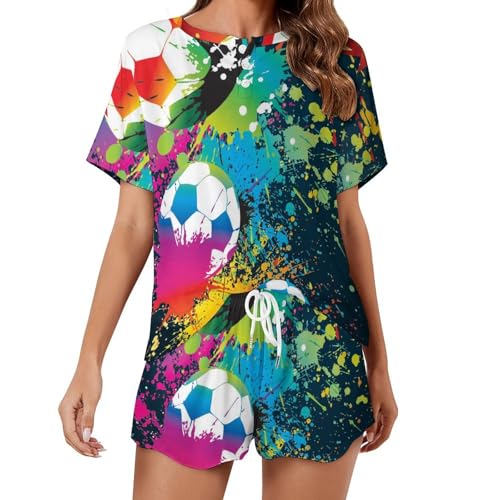 Pyjama football femme ensemble court d'été coloré