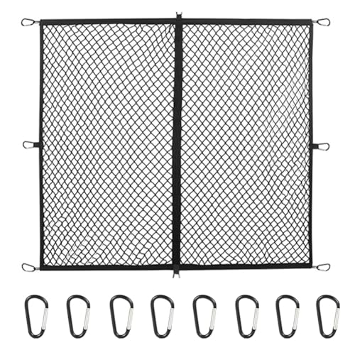 Hochelastisches Gepäcknetz, Cargo Net for Pick-Up 1,2x1,2m mit Karabiner x8, Heck Organizer für Pickup-Trucks, Ladungssicherungsnetz für Alltägliche Leichtwaren