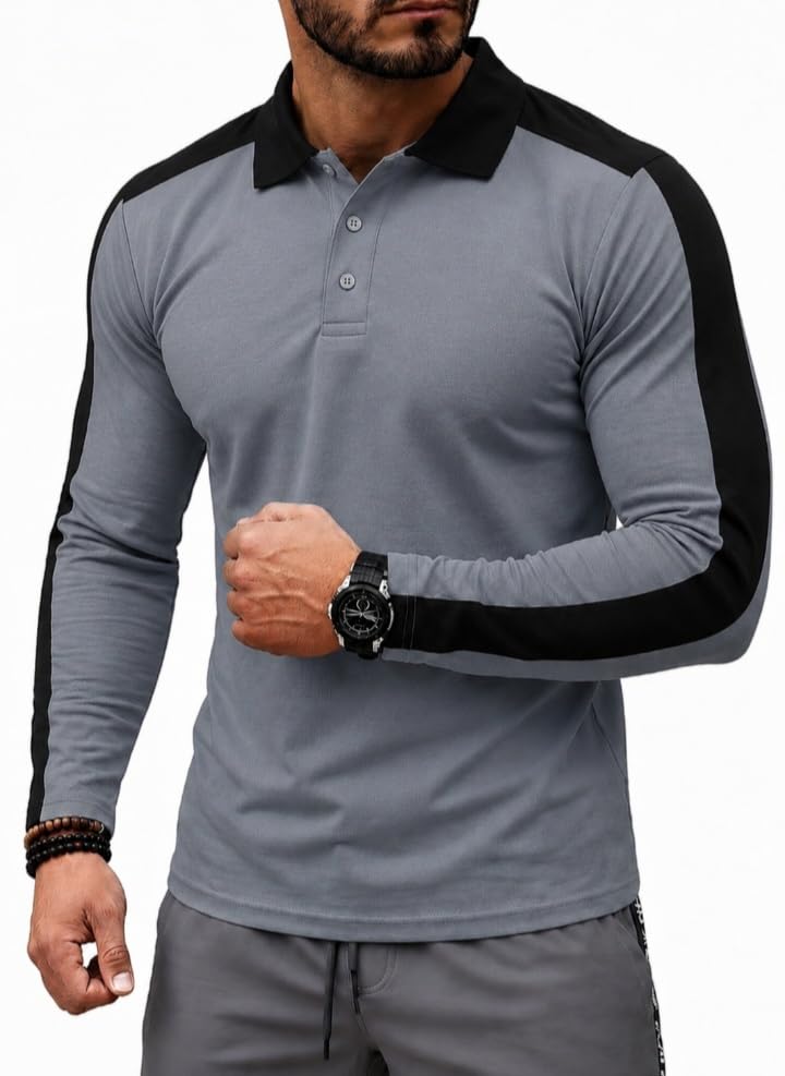 t.n.x Men's Full Sleeve Dry Fit Polo T-Shirt | Gym Wear, Running, Workout & Sports T-Shirt for Men | Polo Neck | Regular Fit | Breathable Activewear-picture-32
