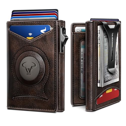 Image of BULLIANT Men Slim Leather Wallet Metal Case Money Clip-Magnetic Closure