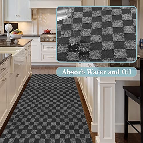 Runner Rug 2Ft X 6Ft, Ayoha Utility Carpet Runner For Entryway Hallway Aisles Balcony Garages, Area Rugs With Non-Slip Rubber Backing, Checkered Black (Available Custom Sizes) #TOP2