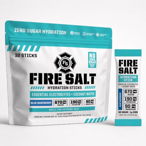 Image of Fire Salt Blue Raspberry Electrolyte Hydration Sticks, Zero Sugar, 32 Count