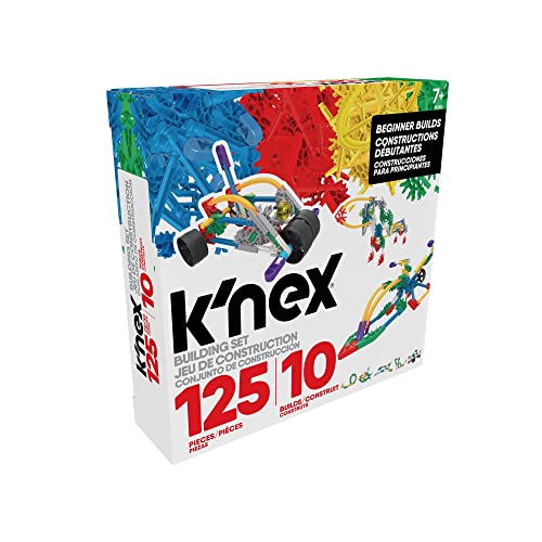 K'NEX 80206 Beginner Building Set, Build 10 3D Models, Educational Toys, 125 Piece Stem Learning Kit, Engineering for Kids, Colourful Construction Toy for Children Aged 7 +