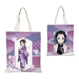 [ZimyFuntoy] 鬼滅の刃 胡蝶しのぶ 蟲柱 トートバッグ キャンバス 38×35cm 大容量 A4横置き収納 ショッピングバッグ 通勤 通学 学生 おしゃれ 男女兼用 ギフト