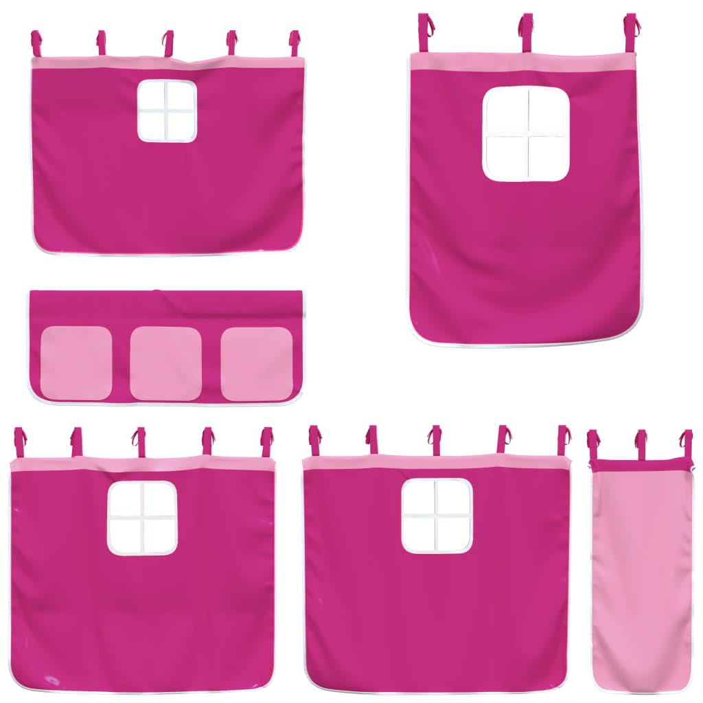 vidaXL Loft Bed Blackout Curtains - Bedroom Fun and Privacy Tent Canopy with Storage Pockets in Cheerful Pink - Made of Durable Polyester