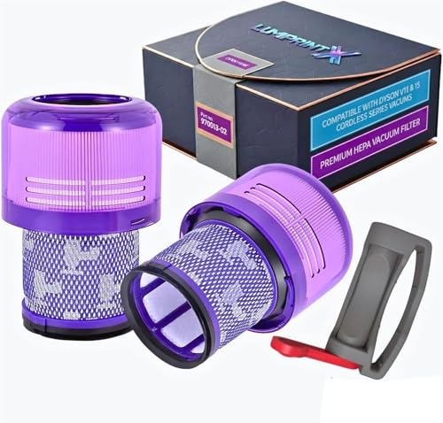 Dyson V11 Filter, 2-Pack Premium True HEPA Replacement Filters for Dyson V11, V11 Animal, V11 Completed/Absolute, Dyson-V15, V15 Filter, V15 Absolute/Submarine with Trigger Clamp, Part no. 970013-02