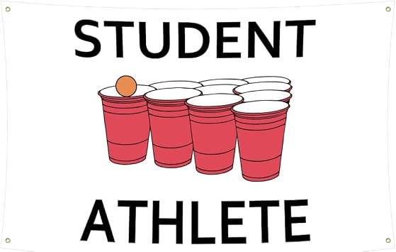 Student Athlete College Flag,3x5 Feet Banner,Funny Poster UV Resistance Fading & Durable Man Cave Wall Flag with 4 Brass Grommets for College Dorm Room Decor