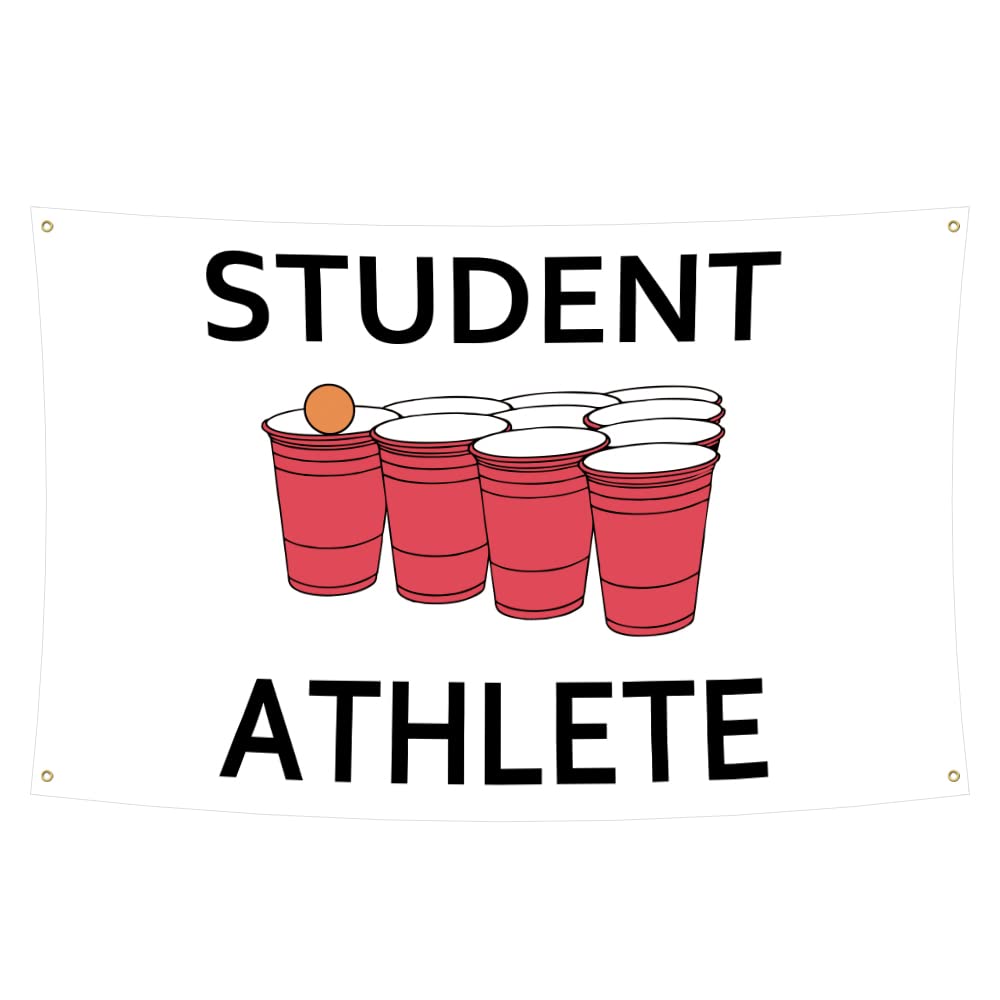 Student Athlete College Flag,3x5 Feet Banner,Funny Poster UV Resistance Fading & Durable Man Cave Wall Flag with 4 Brass Grommets for College Dorm Room Decor