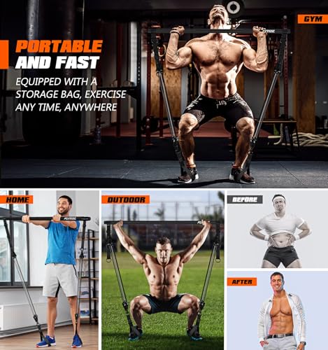 Image of KUTIZE Pilates Bar Kit with Resistance Bands, Heavy Duty Pilates Equipment for Men, Training Bands with Handles for Legs, Hip, Back, Arm, Abs, Chest, Shoulders, Portable Home Gym Workout Equipment