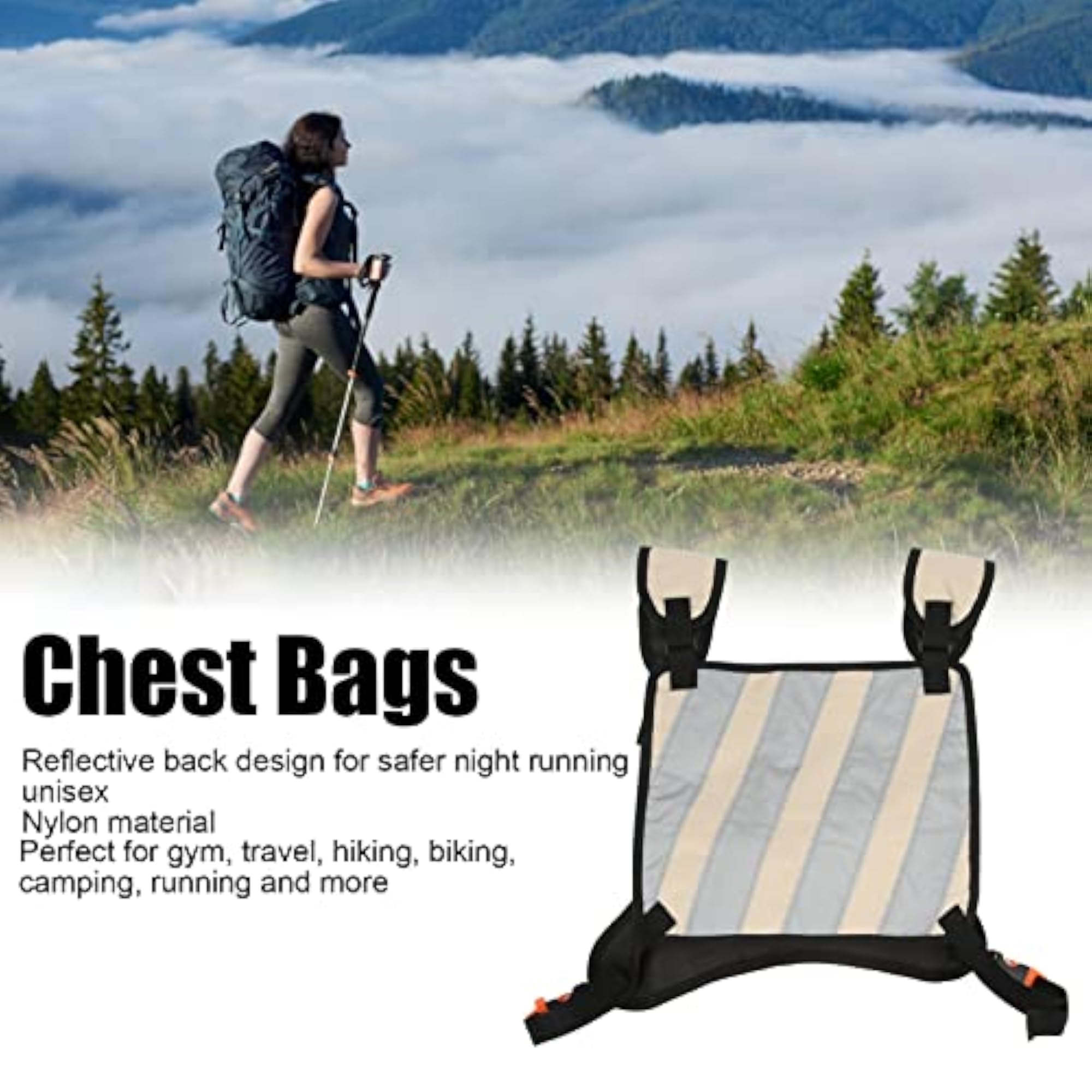 Men's Khaki Chest Bag with Reflective Back Design