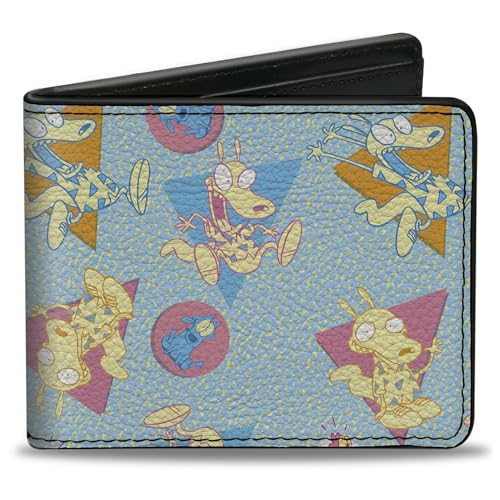 Buckle-Down Men's Wallet Bifold PU Modern Life Rocko and Spunky Expressions Multi Color, 4.0
