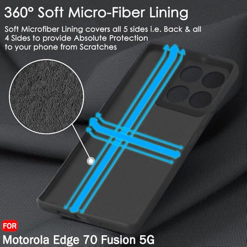 Image of TheGiftKart Genuine Liquid Silicone Back Cover Case for Motorola Moto Edge 70 Fusion 5G | Soft Micro-Fibre Lining Inside | Camera Protection Bump | Shockproof Back Cover Case (Silicone, Black)