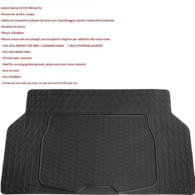 Tappeto Vasca In Gomma PVC Per Baule Auto 120x80 Cm – Resistente A Olio E Acqua, Con Omaggi (BMW 218d Active Tourer)