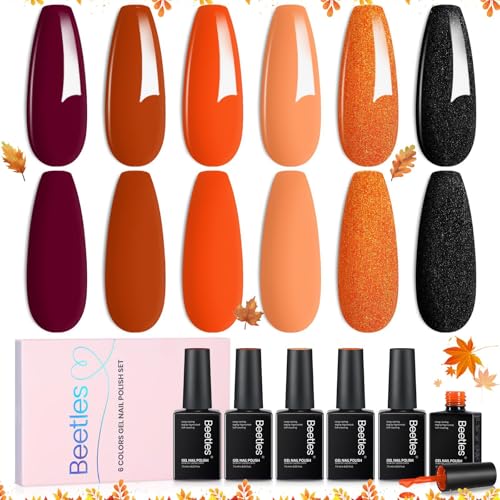 Beetles Fall Gel Polish Set - Burnt Orange Gel Polish Leaves Collection