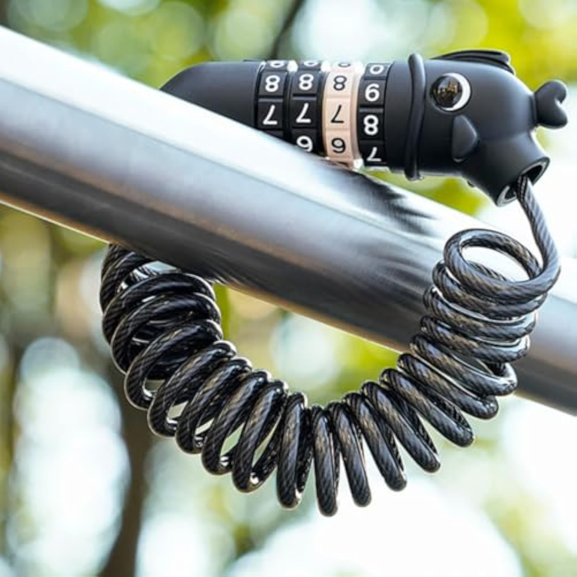 PVC-Coated Long Coiled Bike Lock, Rust-Resistant