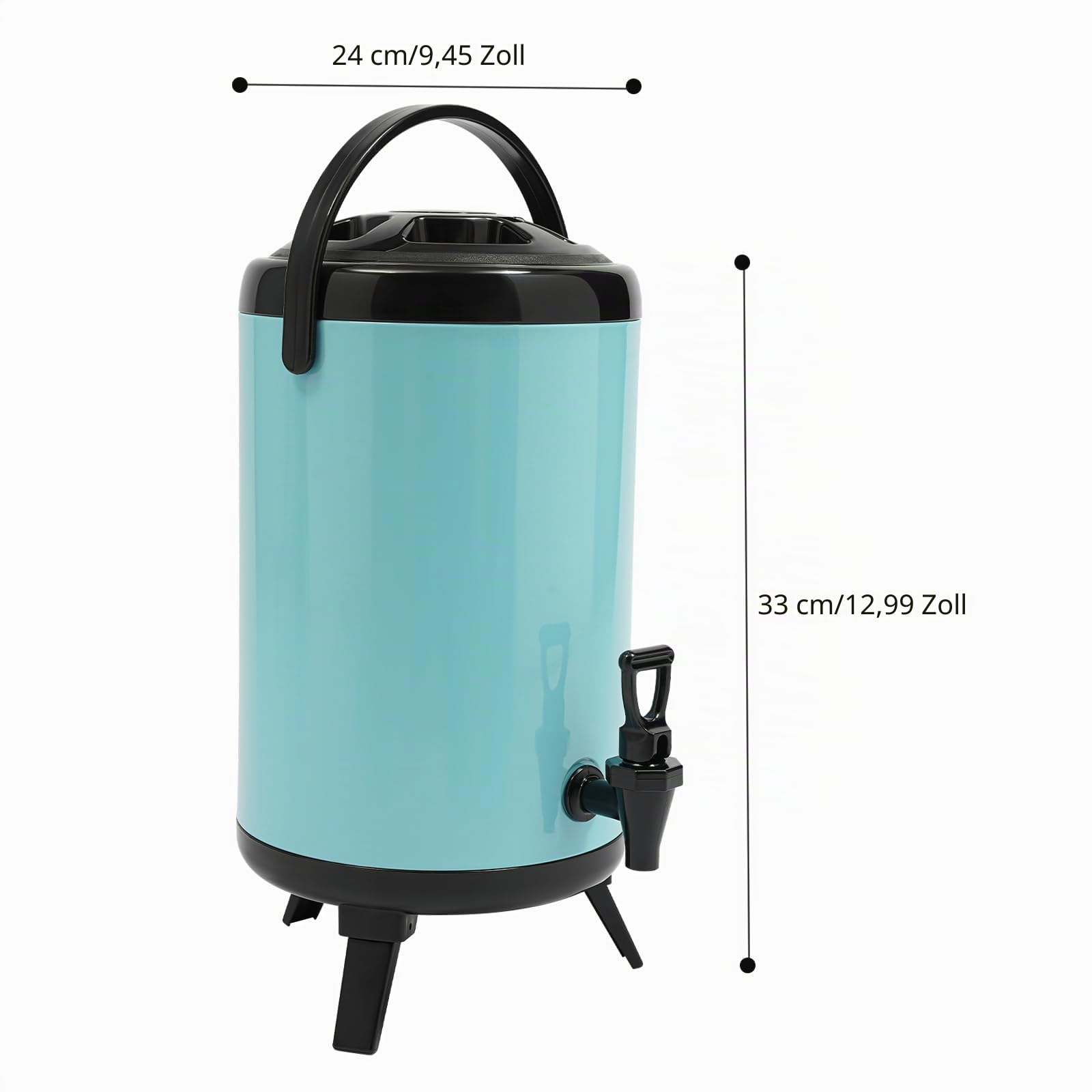 Getränkespender, 10L Isolierter Getränkebehälter mit Zapfhahn, Edelstahl Heiß- und Kaltgetränkespender, Wärmespeicherdauer von 4 bis 8 Stunden, für Eistee, Milch, Saft und Kaffee