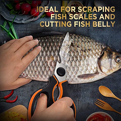 Vitalismo Küchenschere Allzweckschere Rostfreier Edelstahl Haushaltsschere 21cm Spülmaschinenfest Universalschere mit Klingenschutz Flaschenöffner Linkshänder Schere Küche für Fisch Geflügel Nüsse - Image 5