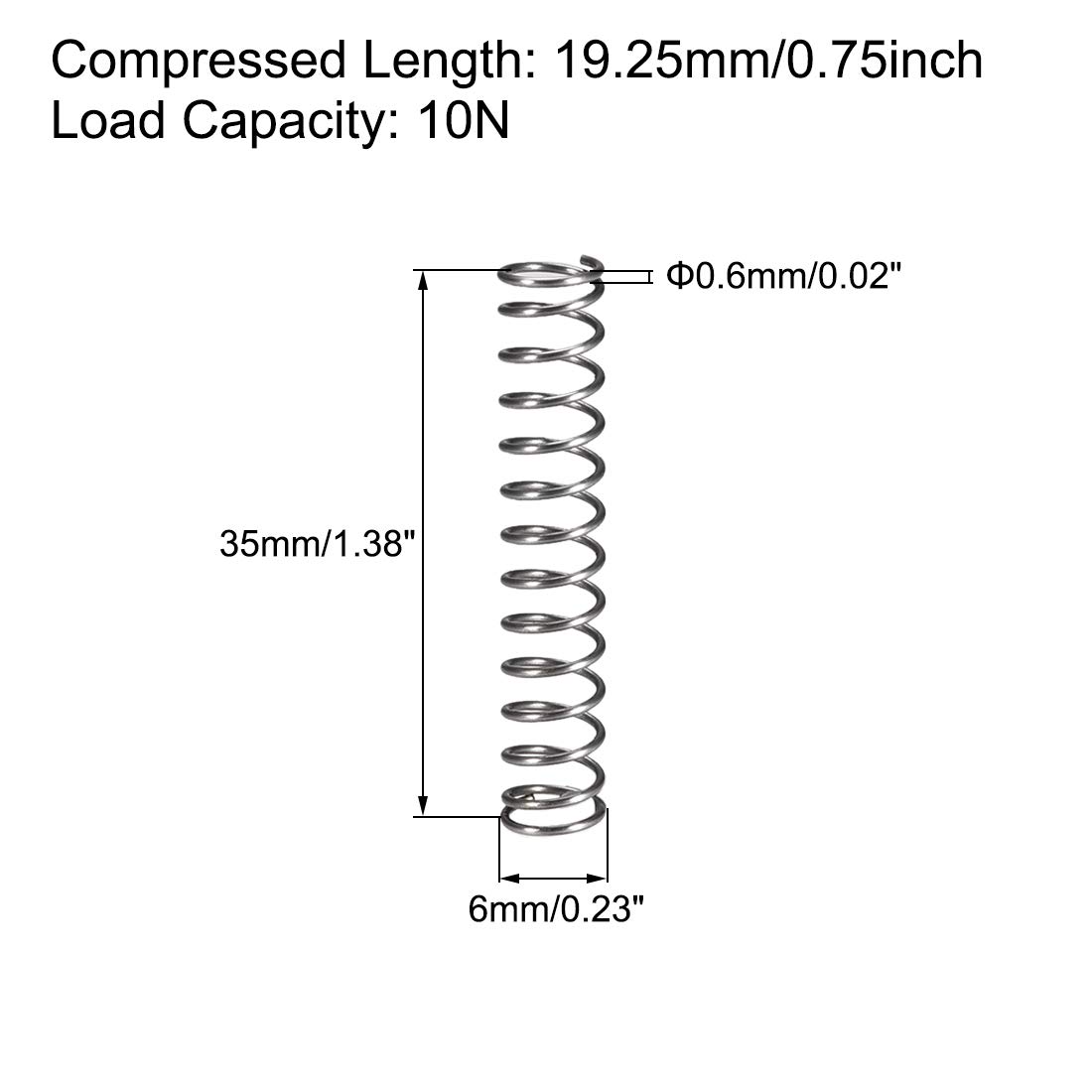 Sourcing Map 10 X Compression Springs 6mm OD Wire Size 0.6mm Free - View #8