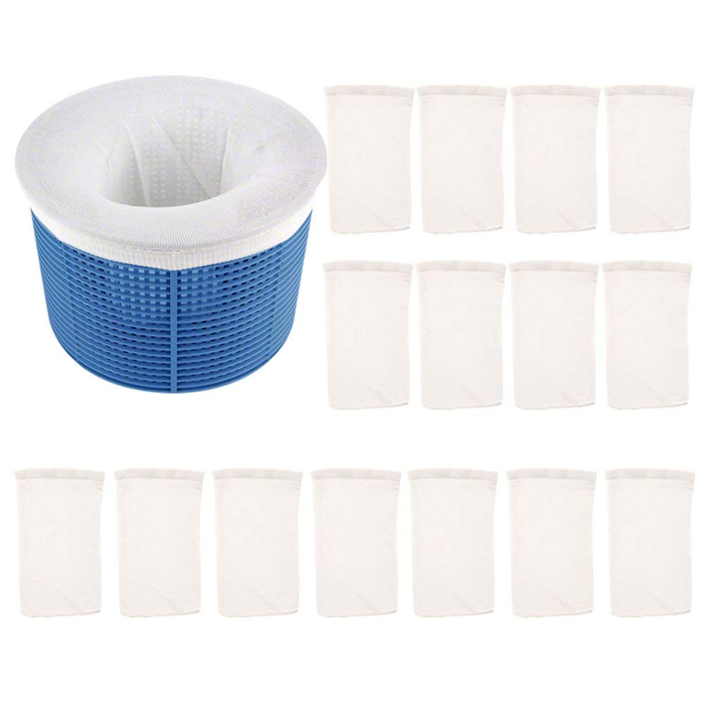 Happyyami Pool Filter Basket Set 16pcs Pool Filter Bags Socks Drain Cover Hair Trap