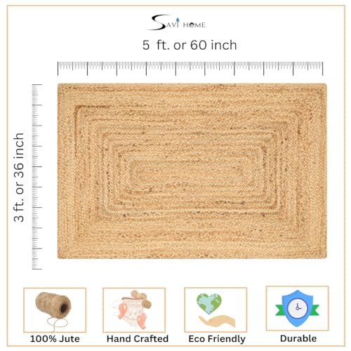 Tapete Savi Home Yute Natural 91x152 cm Trenzado miniatura 2