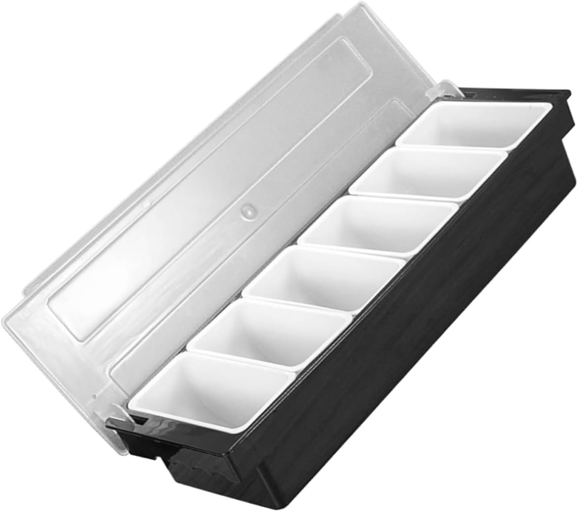 Fruit Tray Condiment for Bar Snack Container Lid 6 Compartment Organizer