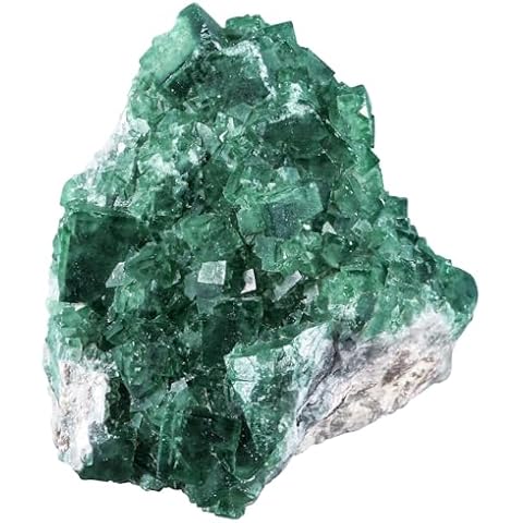 Sportmusies Natural Green Fluorite Crystal Cluster Mineral Specimen Decoration for Home Office, Raw Stone for Healing Meditation Yoga, 1.97-5.51 inches Cover