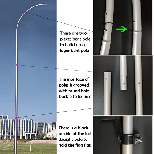 2 Packs Swooper Flag Pole With 2 Packs Ground Stake,15 Feet Complete Feather Flag Pole Kit For Business Advertising Silver #TOP1