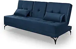 Sofá Cama Solteiro Colorado Reclinável 3 Posições Tecido Suede (Azul)