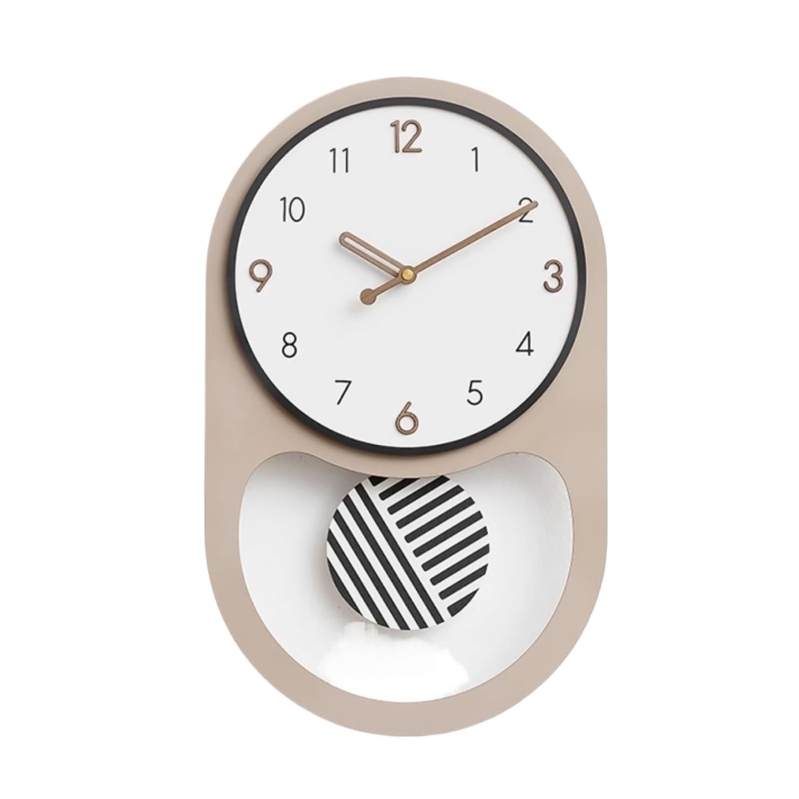 DFHS46JK Wall Decor Pendulum Clock Minimalist Design Silent Operation Battery Powered Wall for living room decor(Khaki)